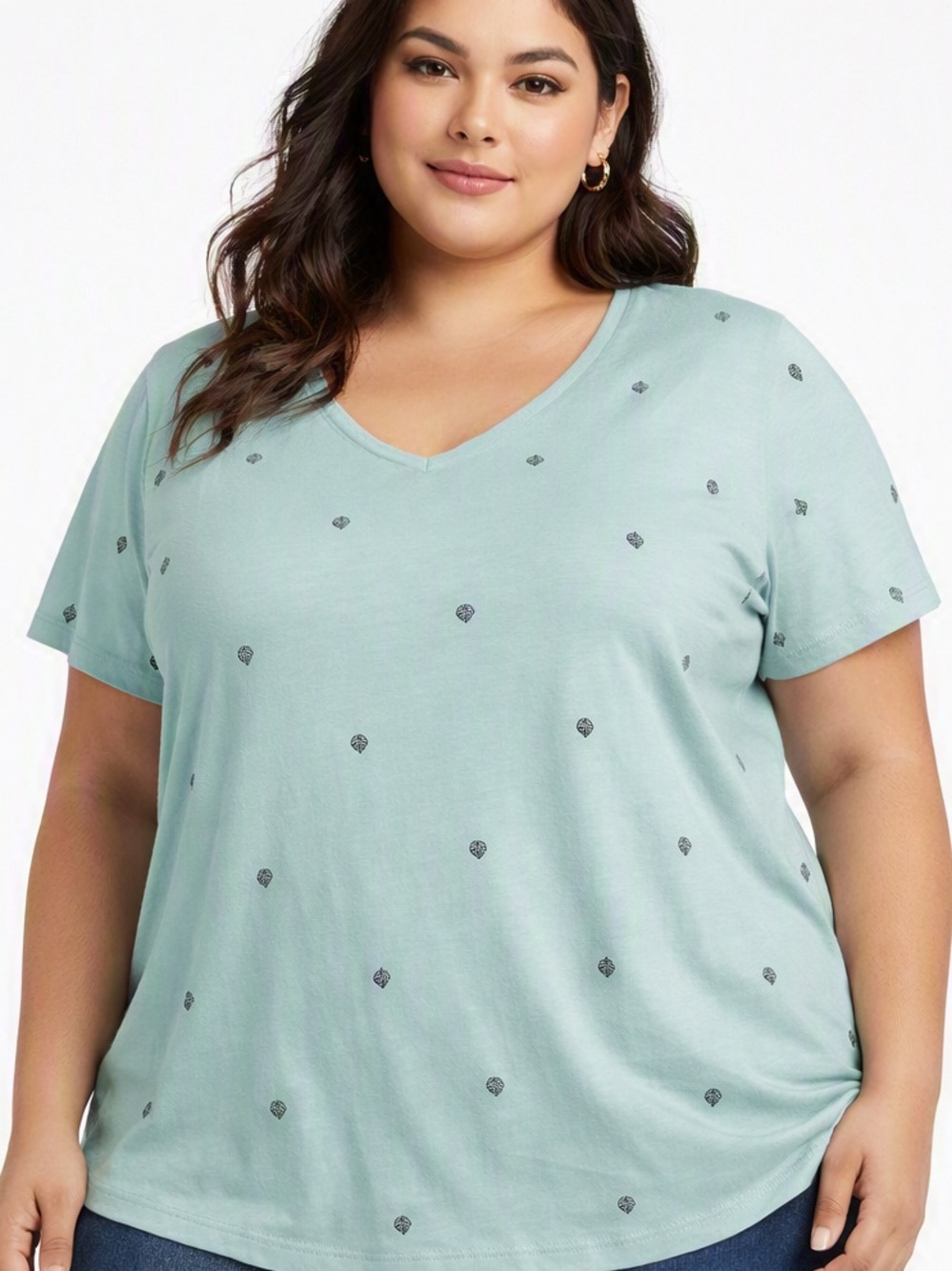 5/$25 George Casual V-Neck T-Shirt Seashell Print Size 2X